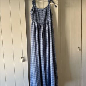 Carly Jean Los Angeles Blue Plaid Maxi Dress
